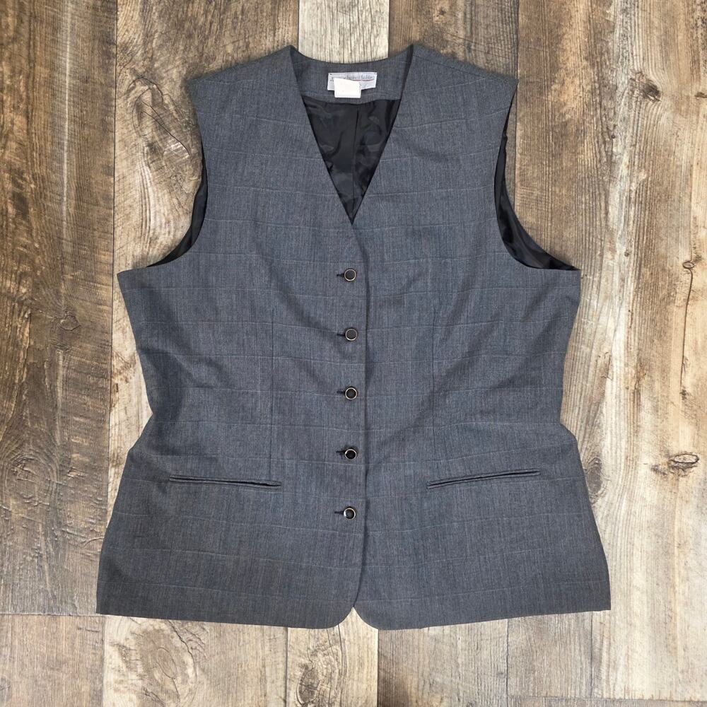 Vintage Gray Plaid Vest Plus Size 22 Officecore Dark Academia USA Made